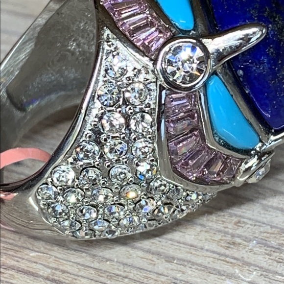 NWT Lapis Lazuli, Turquoise, Pink Zirconia, & White CZ Ring - Picture 7 of 15